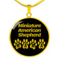 Miniature American Shepherd Mama Circle Necklace Stainless Steel or 18k Gold 18-22" Dog Owner Lover-Express Your Love Gifts
