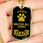 Miniature Bull Terrier Dad Dog Necklace Stainless Steel or 18k Gold Dog Tag W 24" Dog Owner Lover-Express Your Love Gifts