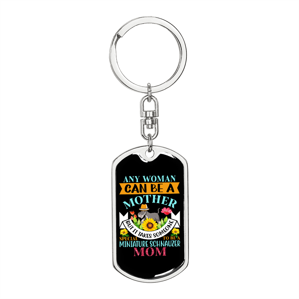 Miniature Schnauzer Mom Keychain Stainless Steel or 18k Gold Dog Tag Keyring-Express Your Love Gifts