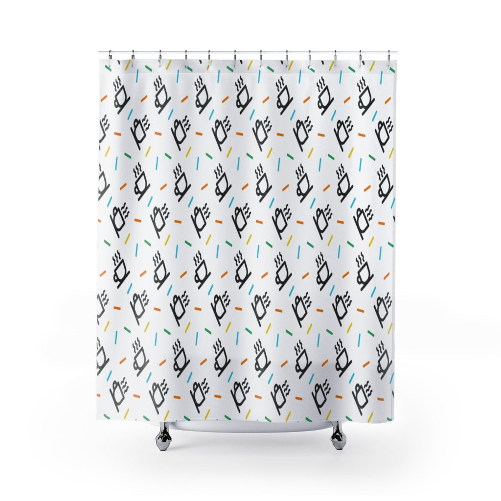 Minimalist Mugs Pattern Stylish Design 71" x 74" Elegant Waterproof Shower Curtain for a Spa-like Bathroom Paradise Exceptional Craftsmanship-Express Your Love Gifts