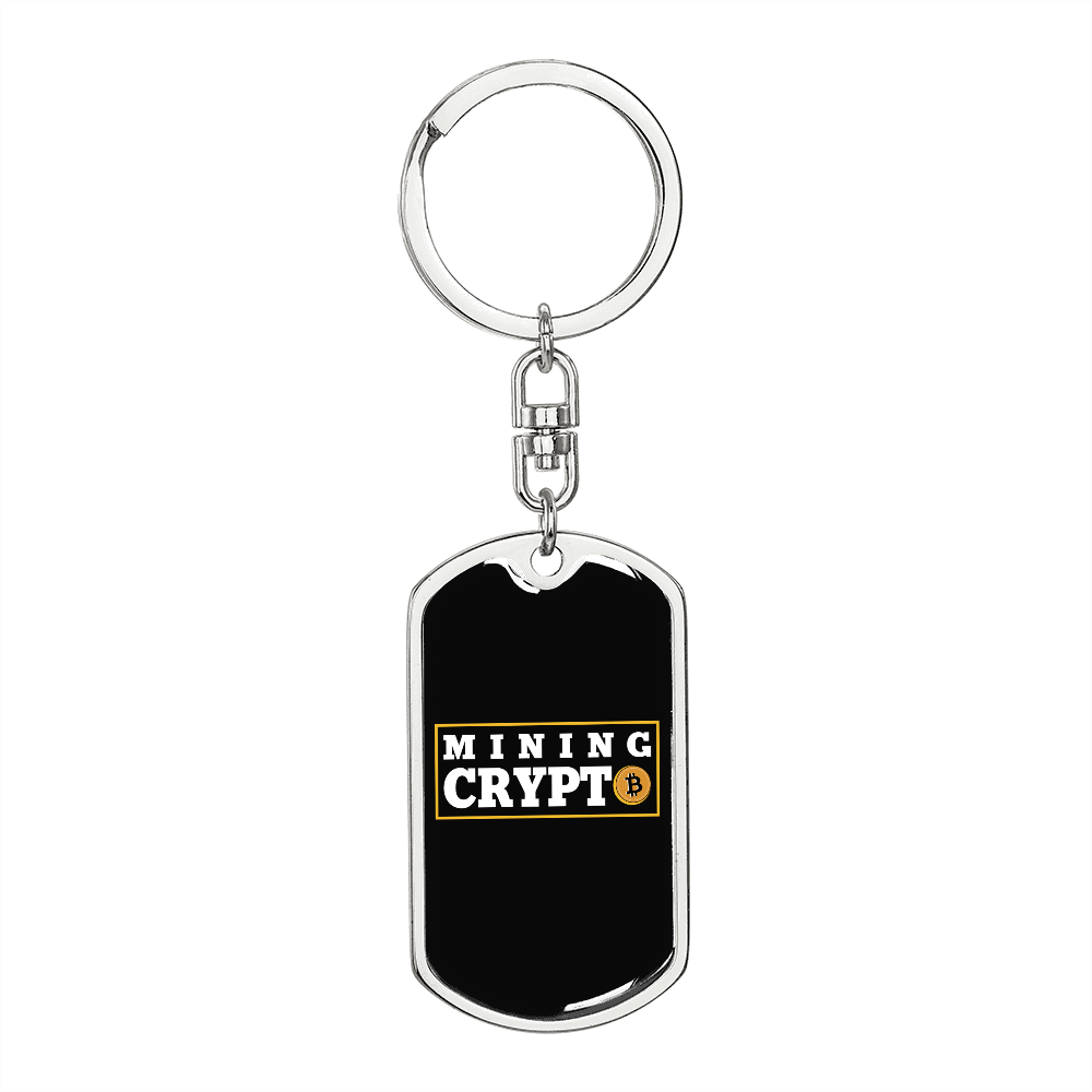 Mining Crypto Crypto Keychain Stainless Steel or 18k Gold Dog Tag Keyring-Express Your Love Gifts