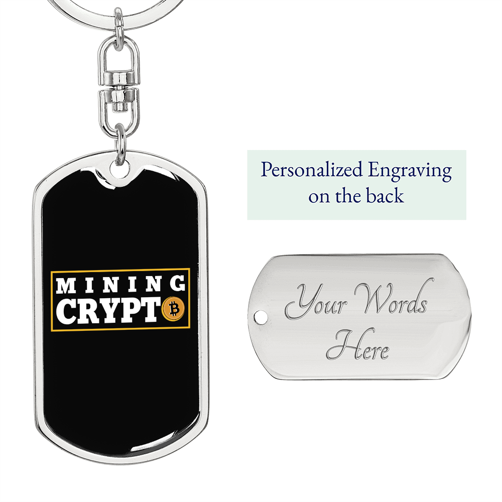 Mining Crypto Crypto Keychain Stainless Steel or 18k Gold Dog Tag Keyring-Express Your Love Gifts