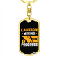 Mining in Progress Crypto Keychain Stainless Steel or 18k Gold Dog Tag Keyring-Express Your Love Gifts