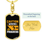 Mining in Progress Crypto Keychain Stainless Steel or 18k Gold Dog Tag Keyring-Express Your Love Gifts