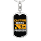 Mining in Progress Crypto Keychain Stainless Steel or 18k Gold Dog Tag Keyring-Express Your Love Gifts