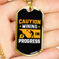 Mining in Progress Crypto Necklace Stainless Steel or 18k Gold Dog Tag 24" Chain-Express Your Love Gifts