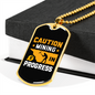 Mining in Progress Crypto Necklace Stainless Steel or 18k Gold Dog Tag 24" Chain-Express Your Love Gifts