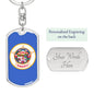 Minnesota State Flag Keychain Dog Tag Stainless Steel or 18k Gold-Express Your Love Gifts