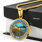 Minnesota State Seal Necklace Circle Pendant Stainless Steel or 18k Gold 18-22"-Express Your Love Gifts