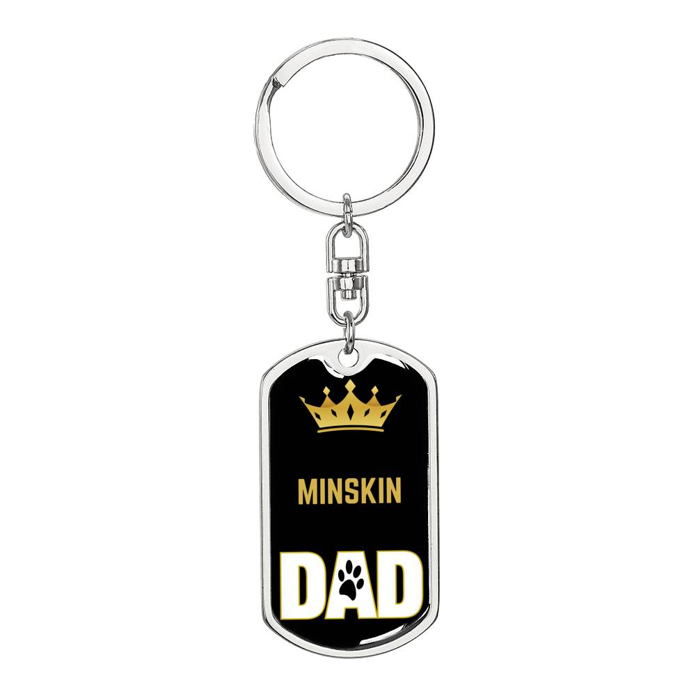 Minskin Cat Dad King Keychain Stainless Steel or 18k Gold-Express Your Love Gifts