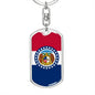 Missouri State Flag Keychain Dog Tag Stainless Steel or 18k Gold-Express Your Love Gifts