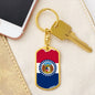 Missouri State Flag Keychain Dog Tag Stainless Steel or 18k Gold-Express Your Love Gifts