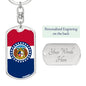 Missouri State Flag Keychain Dog Tag Stainless Steel or 18k Gold-Express Your Love Gifts