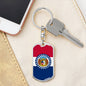 Missouri State Flag Keychain Dog Tag Stainless Steel or 18k Gold-Express Your Love Gifts