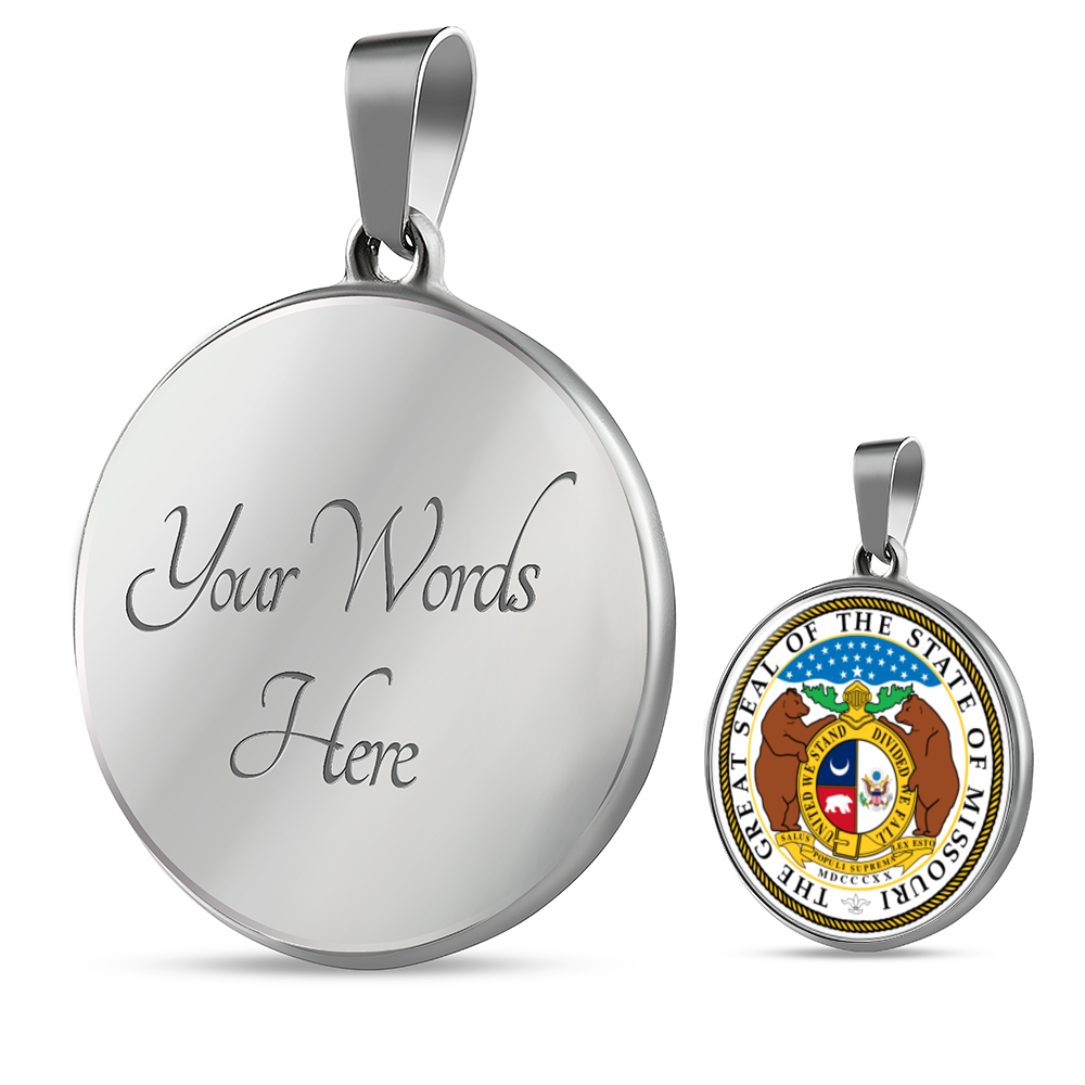 Missouri State Seal Necklace Circle Pendant Stainless Steel or 18k Gold 18-22"-Express Your Love Gifts