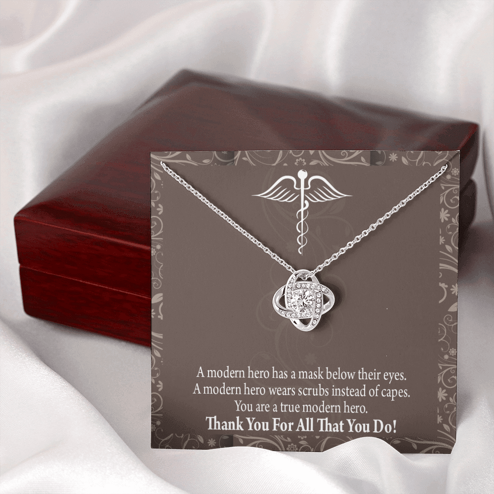 Modern Hero Healthcare Medical Worker Nurse Appreciation Gift Infinity Knot Necklace Message Card-Express Your Love Gifts