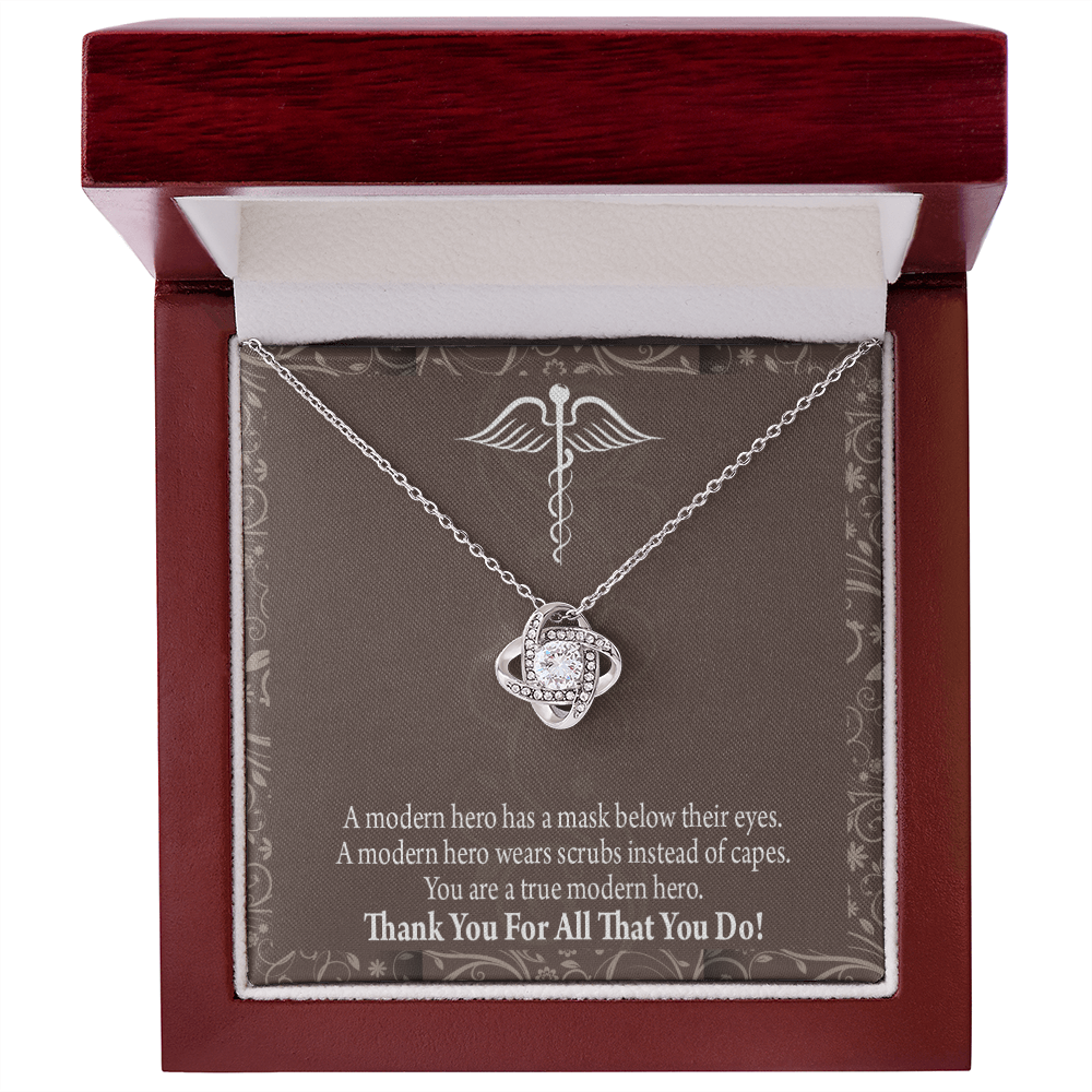 Modern Hero Healthcare Medical Worker Nurse Appreciation Gift Infinity Knot Necklace Message Card-Express Your Love Gifts