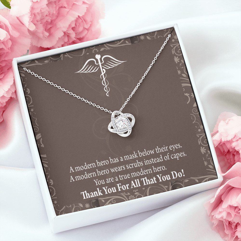 Modern Hero Healthcare Medical Worker Nurse Appreciation Gift Infinity Knot Necklace Message Card-Express Your Love Gifts