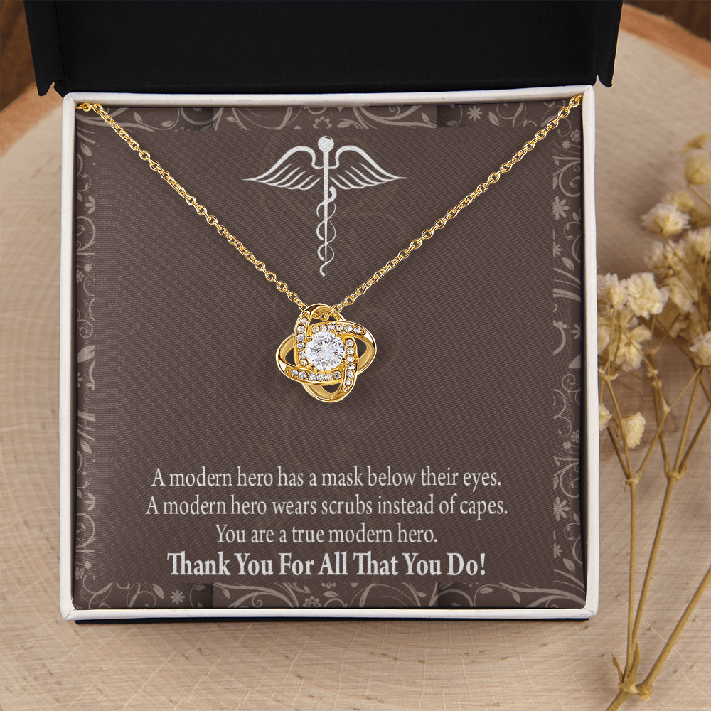 Modern Hero Healthcare Medical Worker Nurse Appreciation Gift Infinity Knot Necklace Message Card-Express Your Love Gifts