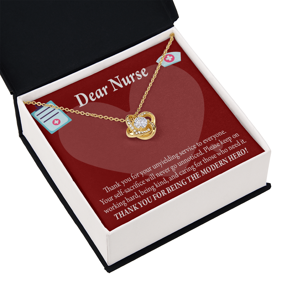 Modern Hero Nurse Healthcare Medical Worker Nurse Appreciation Gift Infinity Knot Necklace Message Card-Express Your Love Gifts