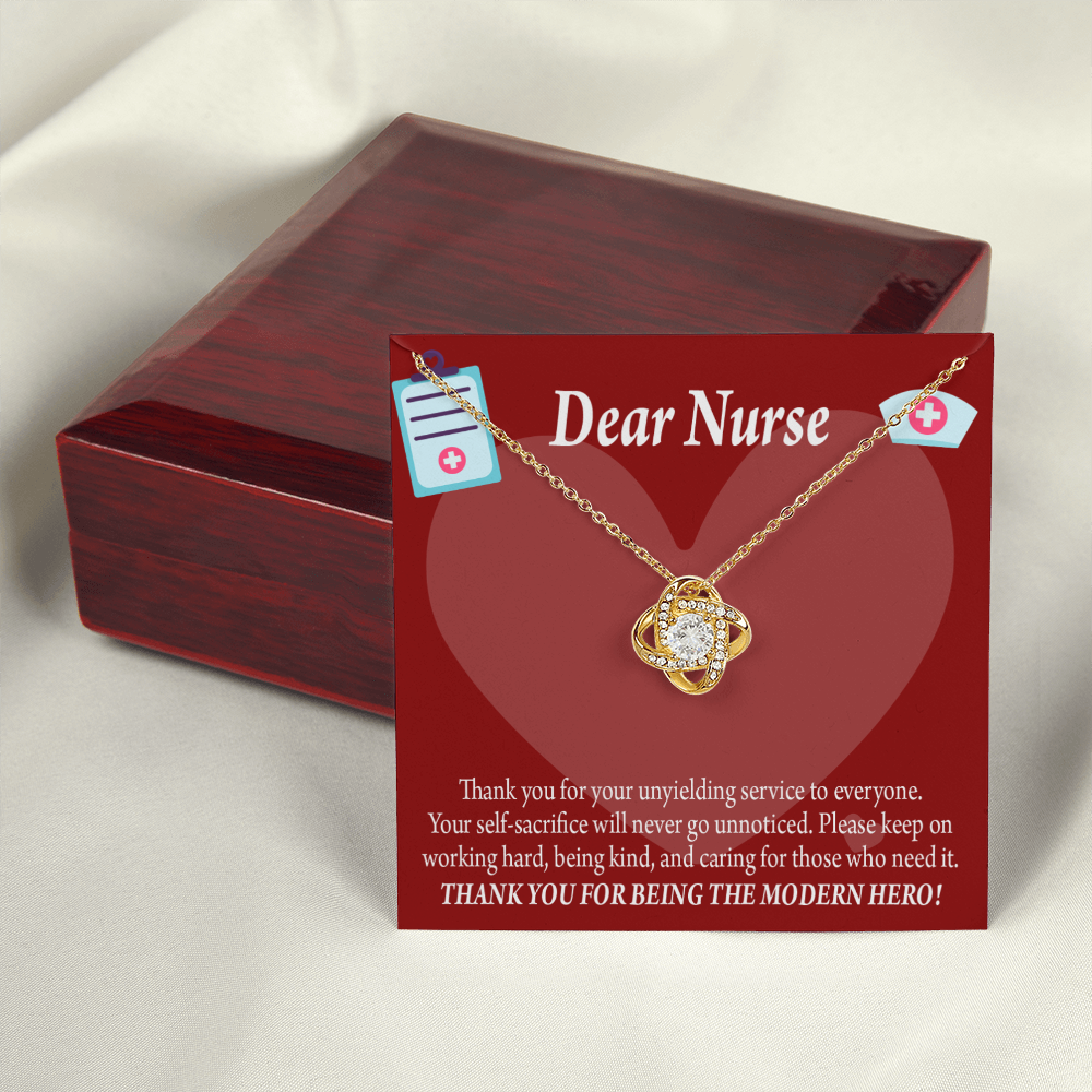Modern Hero Nurse Healthcare Medical Worker Nurse Appreciation Gift Infinity Knot Necklace Message Card-Express Your Love Gifts