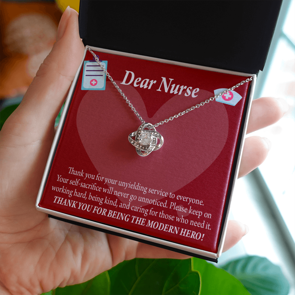 Modern Hero Nurse Healthcare Medical Worker Nurse Appreciation Gift Infinity Knot Necklace Message Card-Express Your Love Gifts