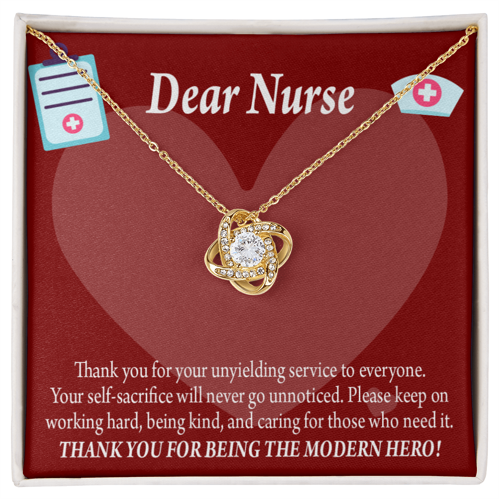 Modern Hero Nurse Healthcare Medical Worker Nurse Appreciation Gift Infinity Knot Necklace Message Card-Express Your Love Gifts