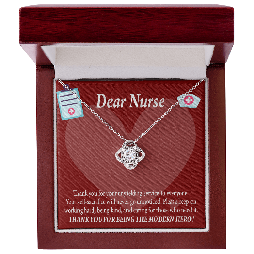 Modern Hero Nurse Healthcare Medical Worker Nurse Appreciation Gift Infinity Knot Necklace Message Card-Express Your Love Gifts