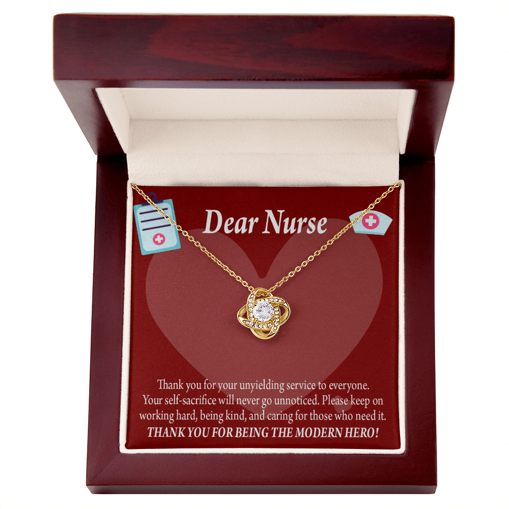 Modern Hero Nurse Healthcare Medical Worker Nurse Appreciation Gift Infinity Knot Necklace Message Card-Express Your Love Gifts