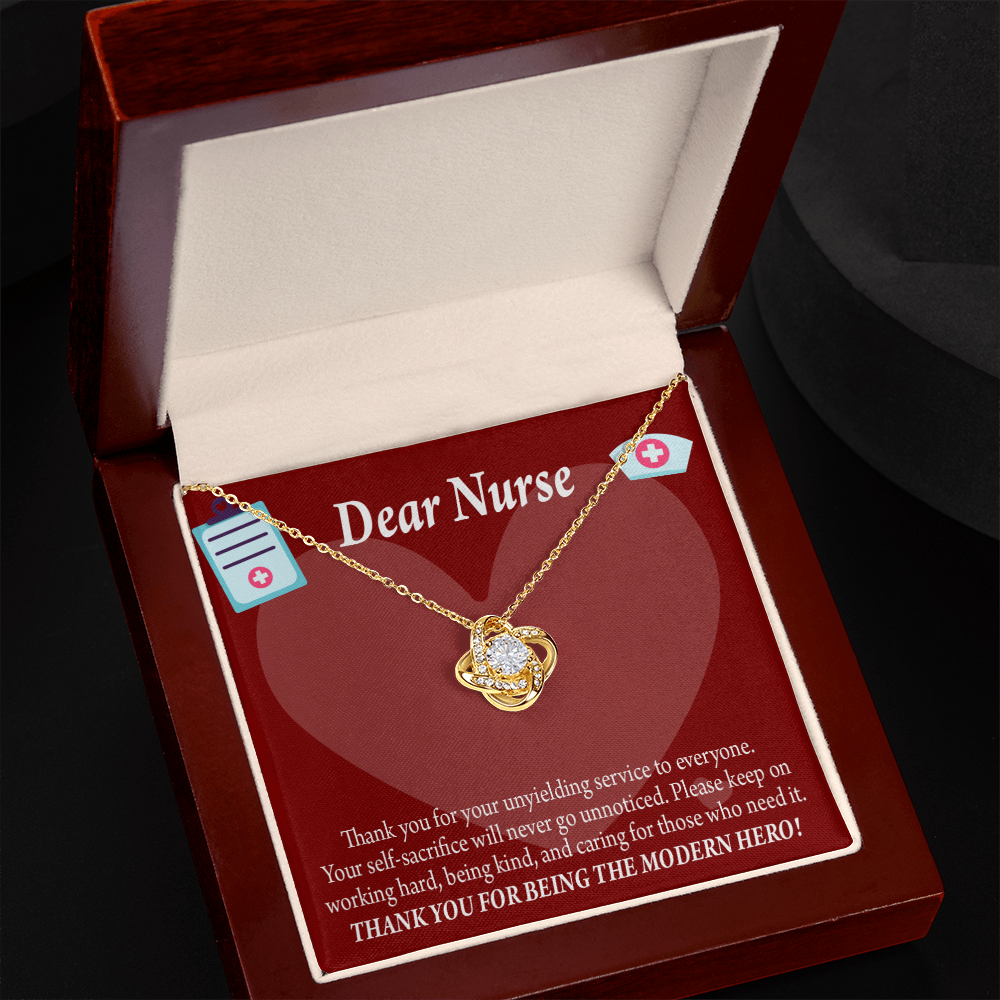 Modern Hero Nurse Healthcare Medical Worker Nurse Appreciation Gift Infinity Knot Necklace Message Card-Express Your Love Gifts