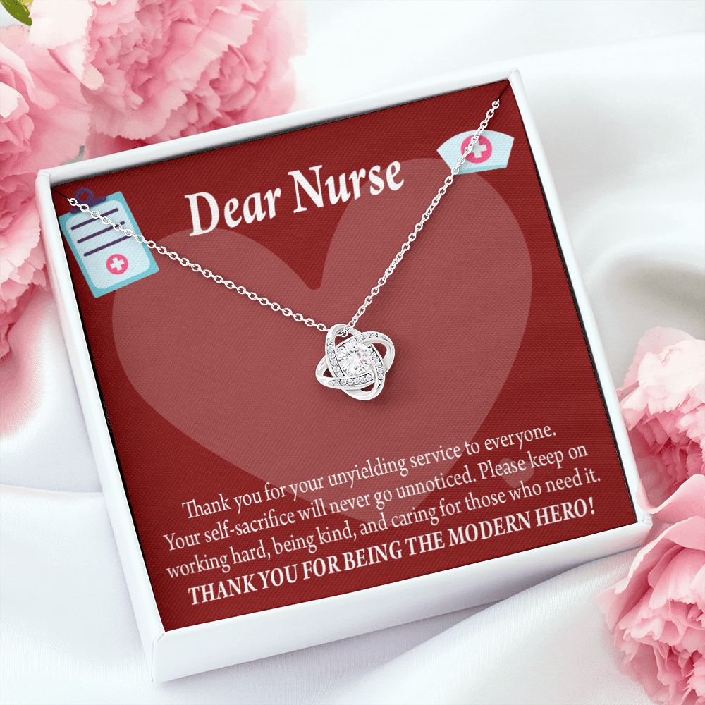 Modern Hero Nurse Healthcare Medical Worker Nurse Appreciation Gift Infinity Knot Necklace Message Card-Express Your Love Gifts