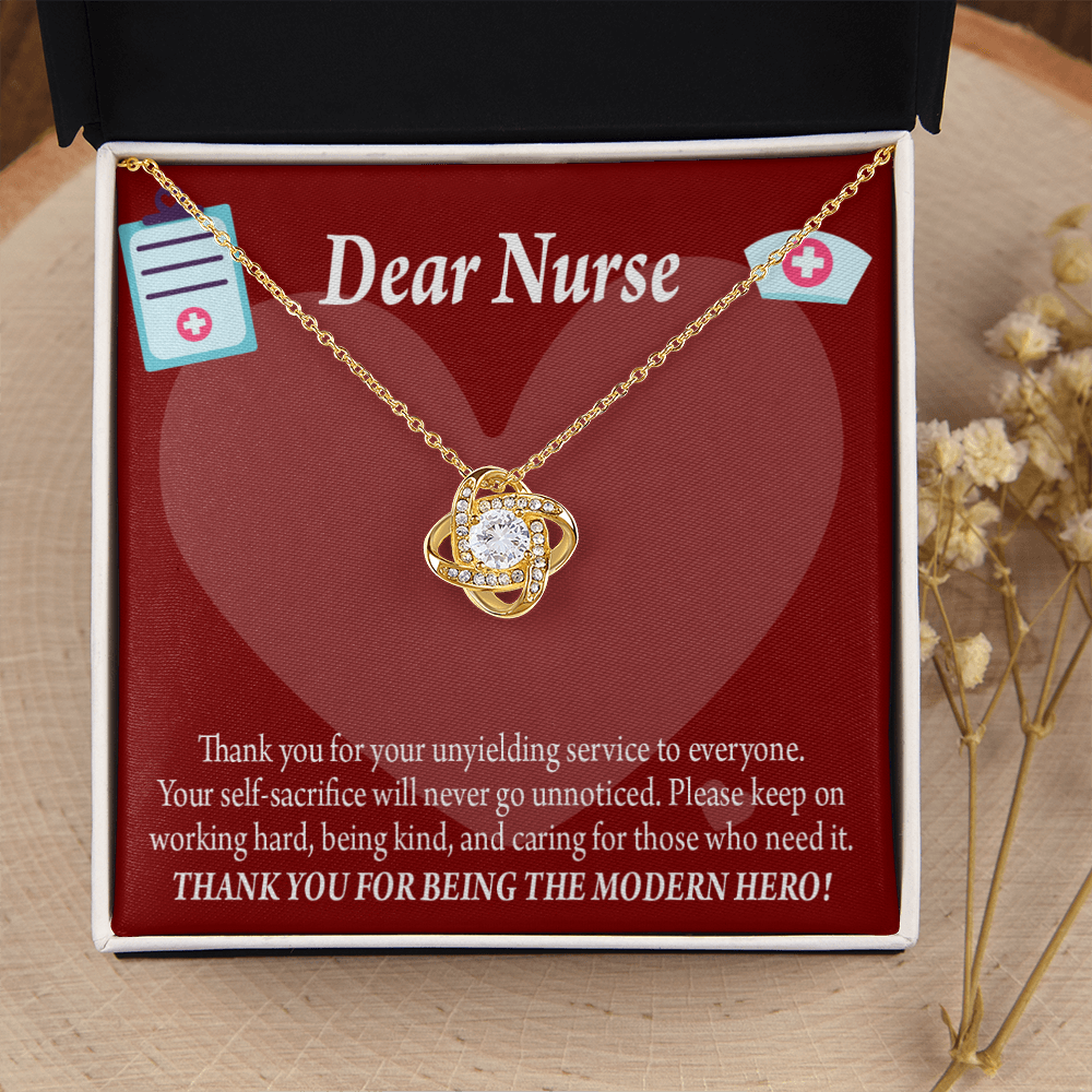 Modern Hero Nurse Healthcare Medical Worker Nurse Appreciation Gift Infinity Knot Necklace Message Card-Express Your Love Gifts
