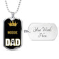 Moggie Cat Dad Necklace Stainless Steel or 18k Gold Dog Tag 24" Chain-Express Your Love Gifts