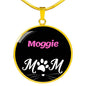 Moggie Cat Mom Necklace Circle Pendant Stainless Steel or 18k Gold 18-22"-Express Your Love Gifts