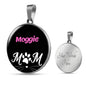 Moggie Cat Mom Necklace Circle Pendant Stainless Steel or 18k Gold 18-22"-Express Your Love Gifts
