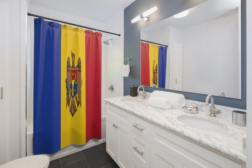 Moldova Flag Stylish Design 71" x 74" Elegant Waterproof Shower Curtain for a Spa-like Bathroom Paradise Exceptional Craftsmanship-Express Your Love Gifts