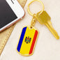 Moldova Republic Of Flag Keychain Dog Tag Stainless Steel or 18k Gold-Express Your Love Gifts