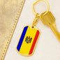 Moldova Republic Of Flag Keychain Dog Tag Stainless Steel or 18k Gold-Express Your Love Gifts
