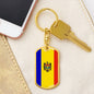 Moldova Republic Of Flag Keychain Dog Tag Stainless Steel or 18k Gold-Express Your Love Gifts