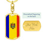 Moldova Republic Of Flag Keychain Dog Tag Stainless Steel or 18k Gold-Express Your Love Gifts