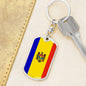 Moldova Republic Of Flag Keychain Dog Tag Stainless Steel or 18k Gold-Express Your Love Gifts