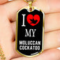 Moluccan Cockatoo Necklace Stainless Steel or 18k Gold Dog Tag 24" Chain-Express Your Love Gifts