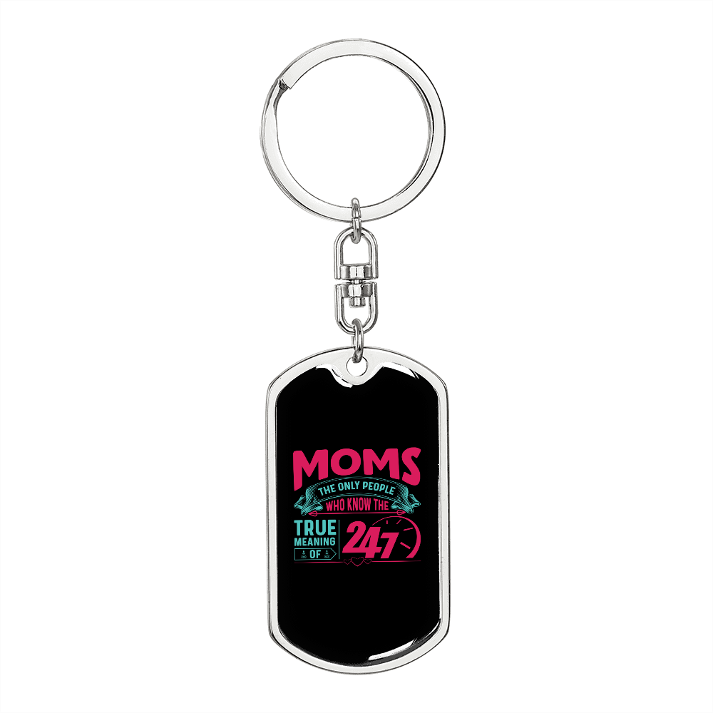 Mom 24 Hours Keychain Stainless Steel or 18k Gold Dog Tag Keyring-Express Your Love Gifts