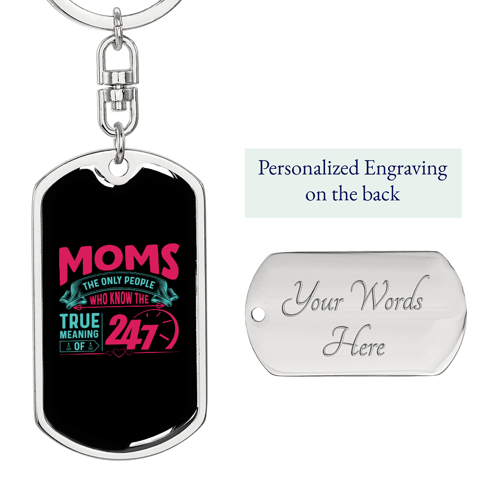 Mom 24 Hours Keychain Stainless Steel or 18k Gold Dog Tag Keyring-Express Your Love Gifts