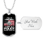 Mom And Police Necklace Stainless Steel or 18k Gold Dog Tag 24"-Express Your Love Gifts