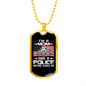 Mom And Police Necklace Stainless Steel or 18k Gold Dog Tag 24"-Express Your Love Gifts