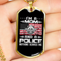 Mom And Police Necklace Stainless Steel or 18k Gold Dog Tag 24"-Express Your Love Gifts
