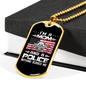 Mom And Police Necklace Stainless Steel or 18k Gold Dog Tag 24"-Express Your Love Gifts