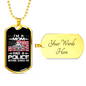 Mom And Police Necklace Stainless Steel or 18k Gold Dog Tag 24"-Express Your Love Gifts