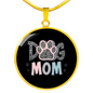 Mom Dog Paw Circle Necklace Stainless Steel or 18k Gold 18-22"-Express Your Love Gifts